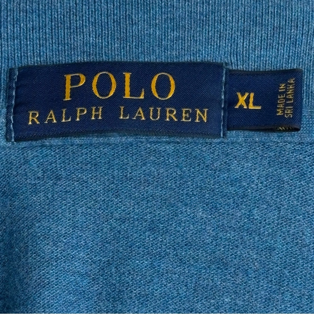 Men’s Polo Ralph Lauren 100% Cotton Blue Ling Sleeve Polo XL 0292 - Picture 6 of 8